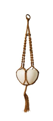 Suspension porte-plante en corde tressée et perles