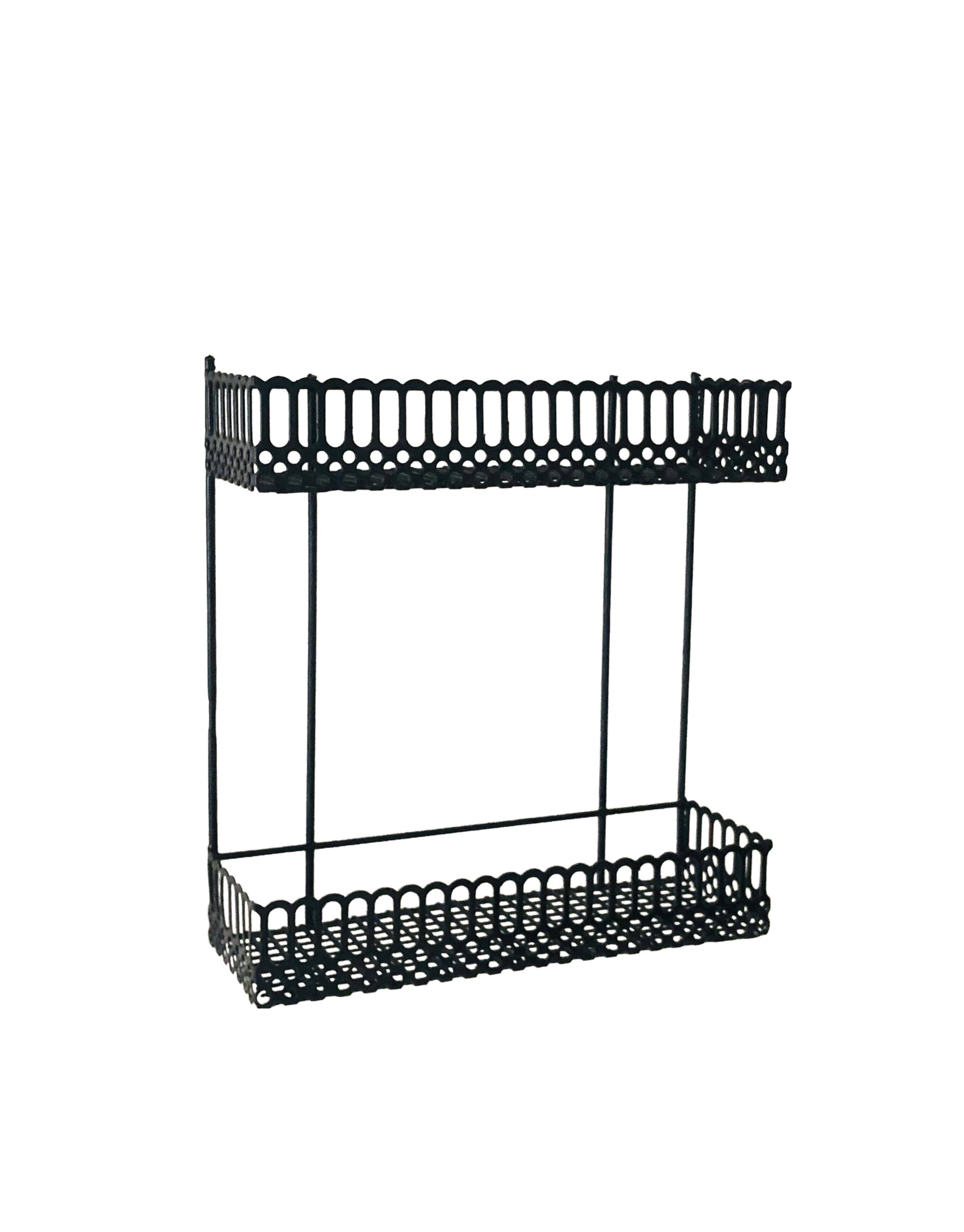 Vintage black metal wall shelf