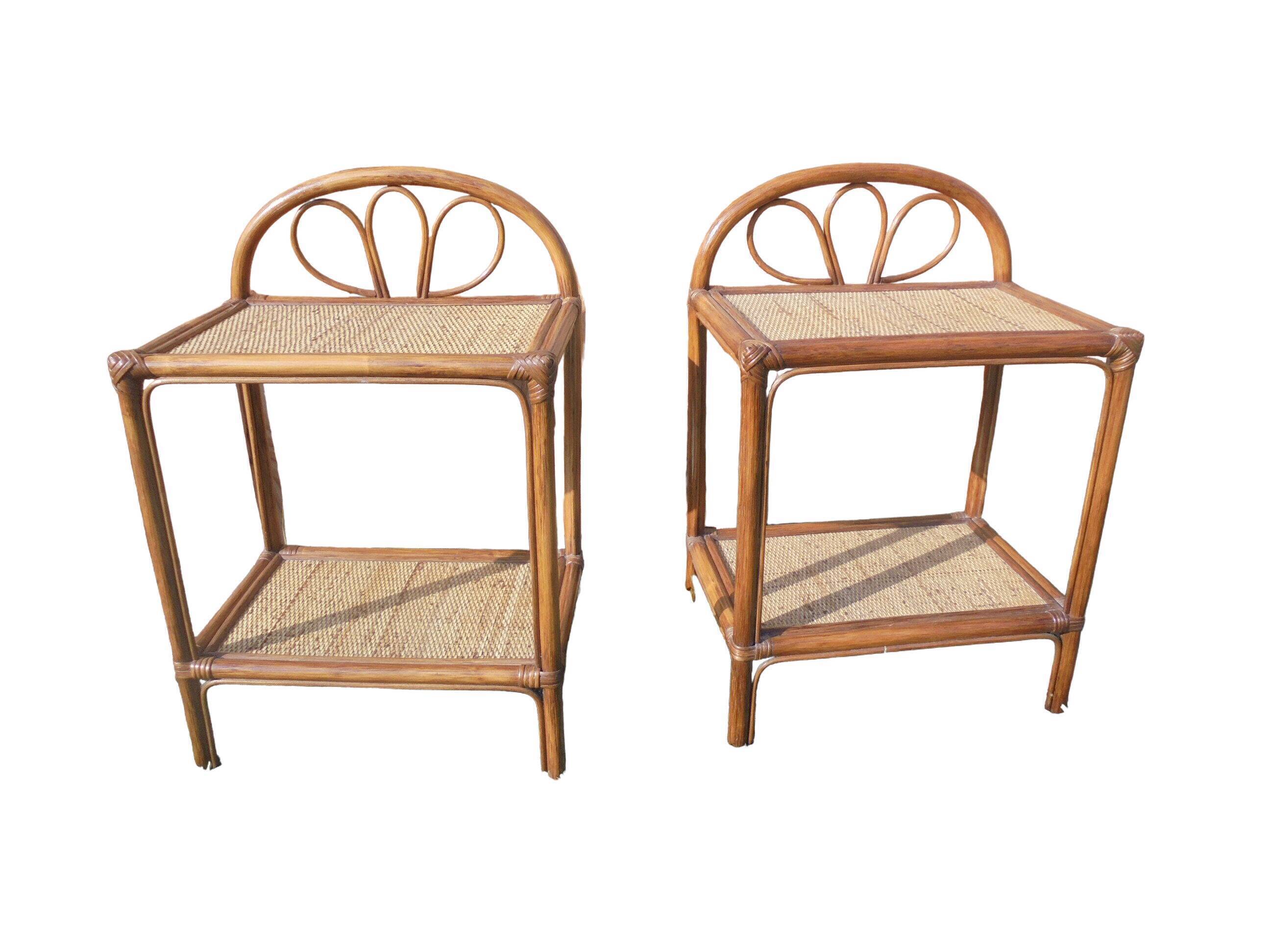 Pair of Rattan Bedside Tables