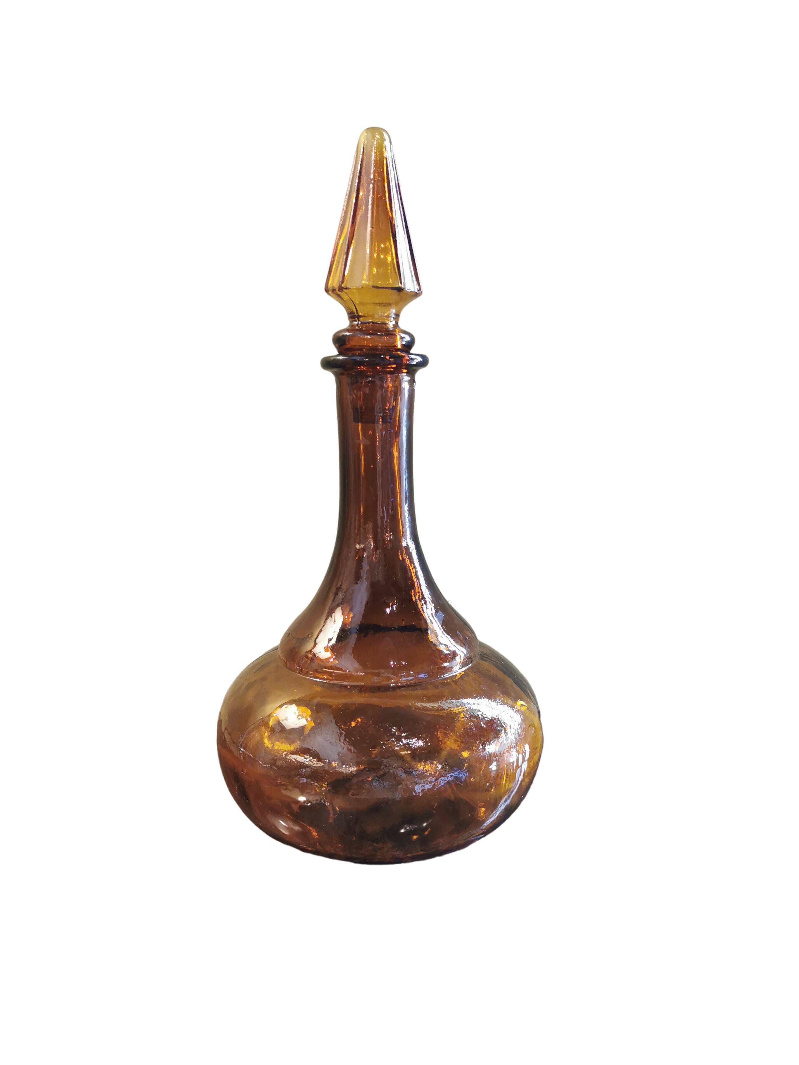 Carafe vintage ronde couleur ambre