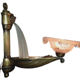 Art Deco bronze & glass wall lamp