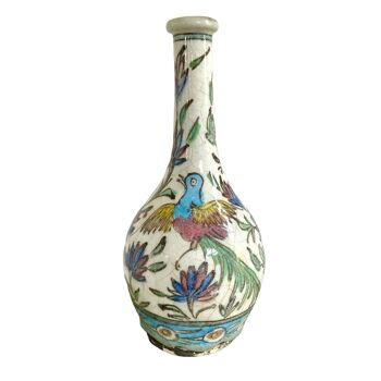 Vase céramique craquelée décor oiseaux
