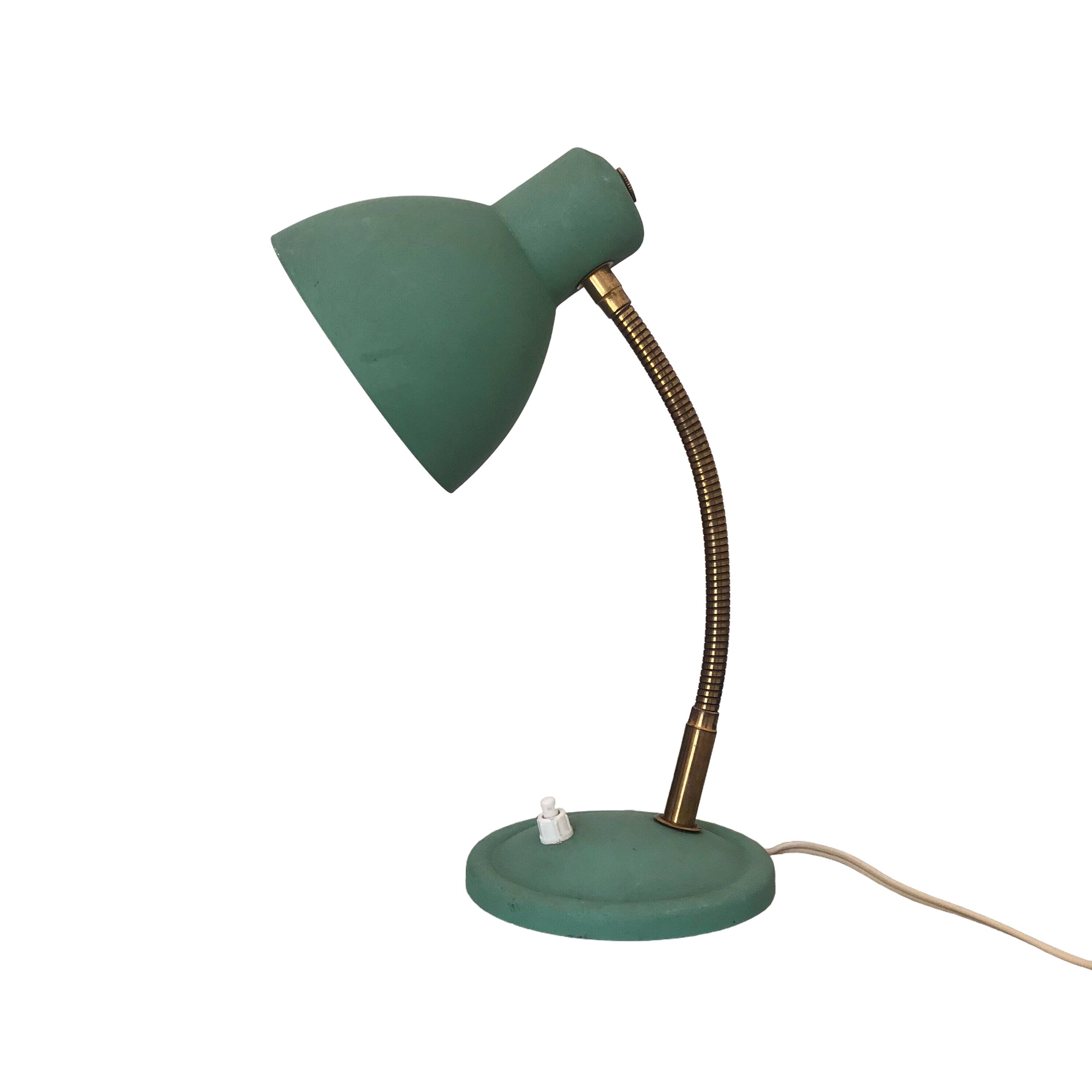 Green metal desk lamp