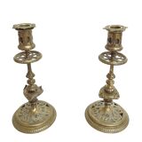 Pair of gilded bronze candle holders