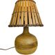 Lampe boule grès abat jour bois