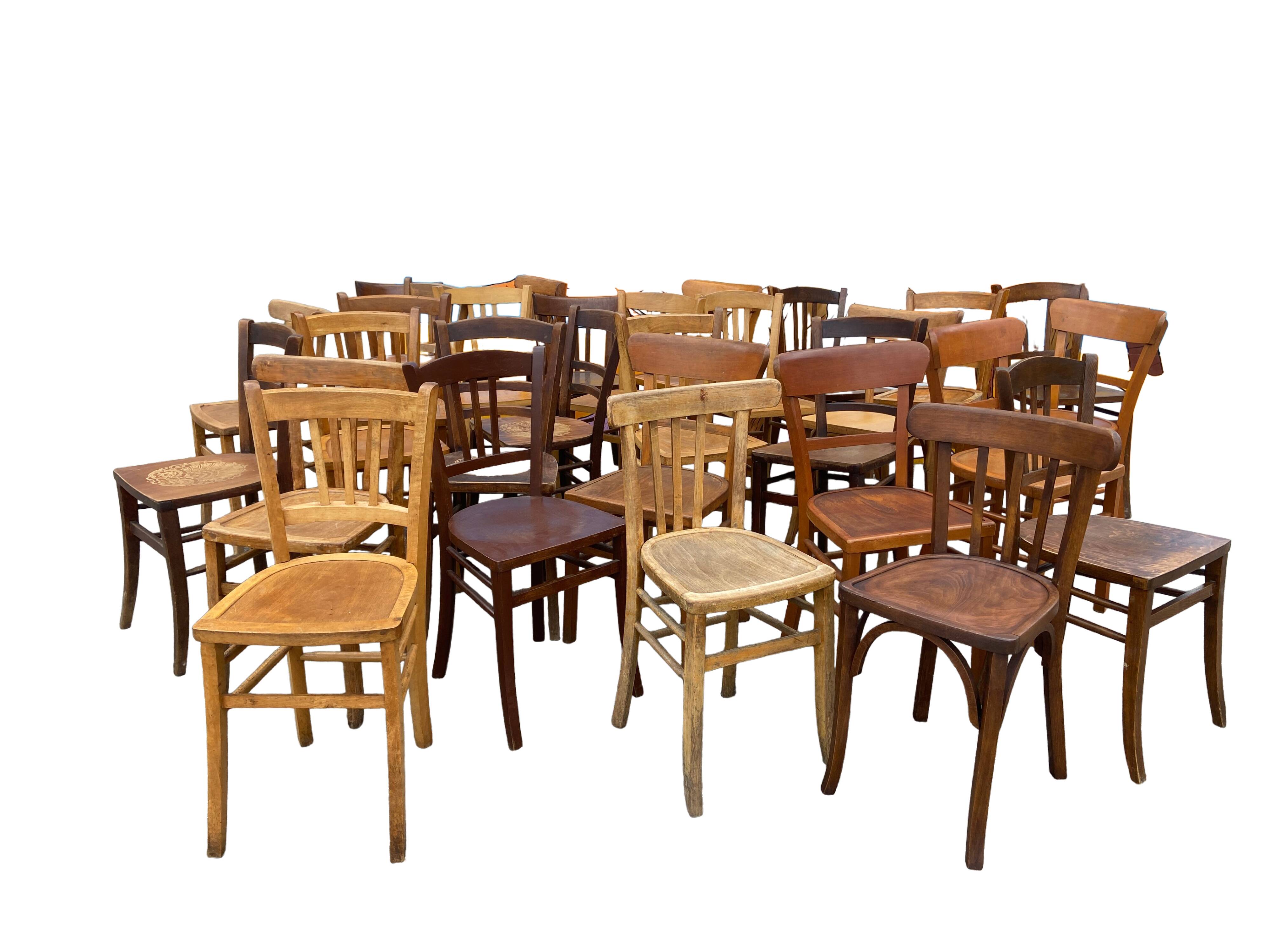 Set of 30 vintage bistro and restaurant chairs
