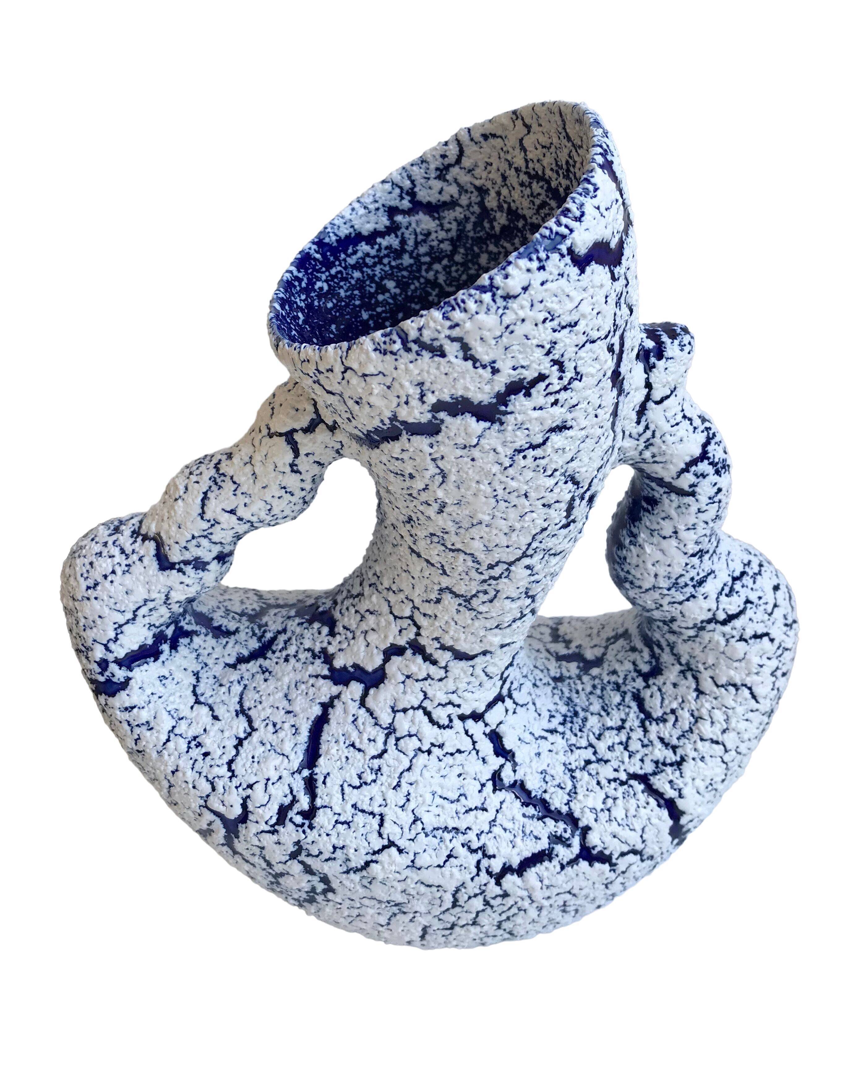 Vase design fat lava blue 70s