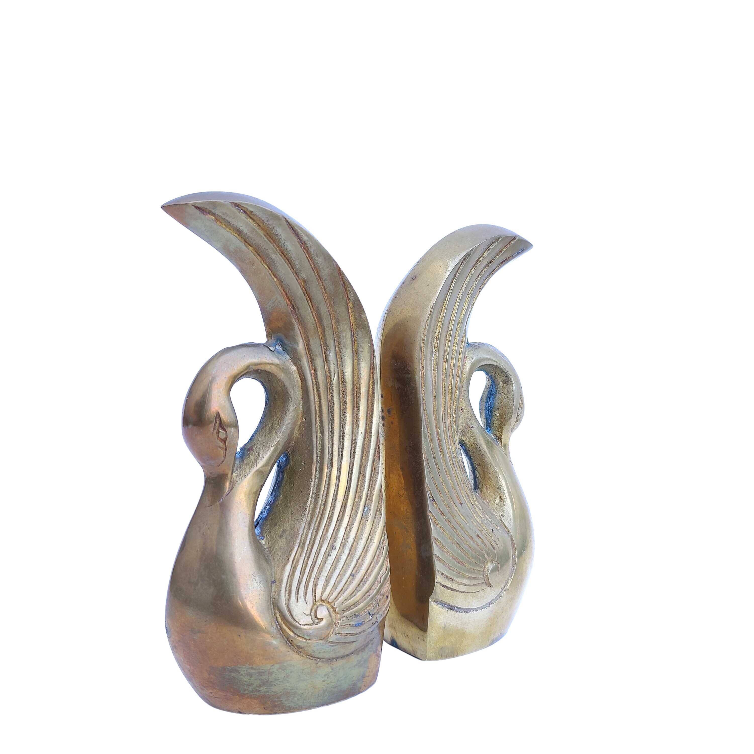 Pair of brass swan books greenhouse