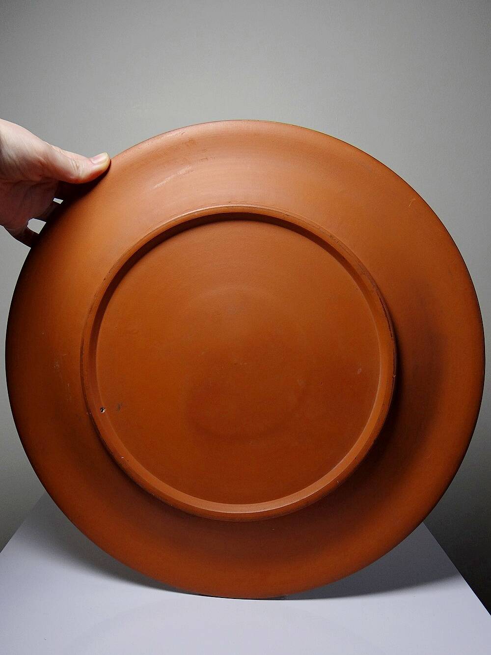 Grand plat argile/terre cuite ancien émaillage japonisant art nouveau — free download