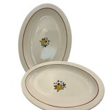 Two large oval art deco dishes in Longwy earthenware - 1930s
