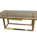 Dining table in chrome-plated steel and brass by Romeo Rega circa 1970