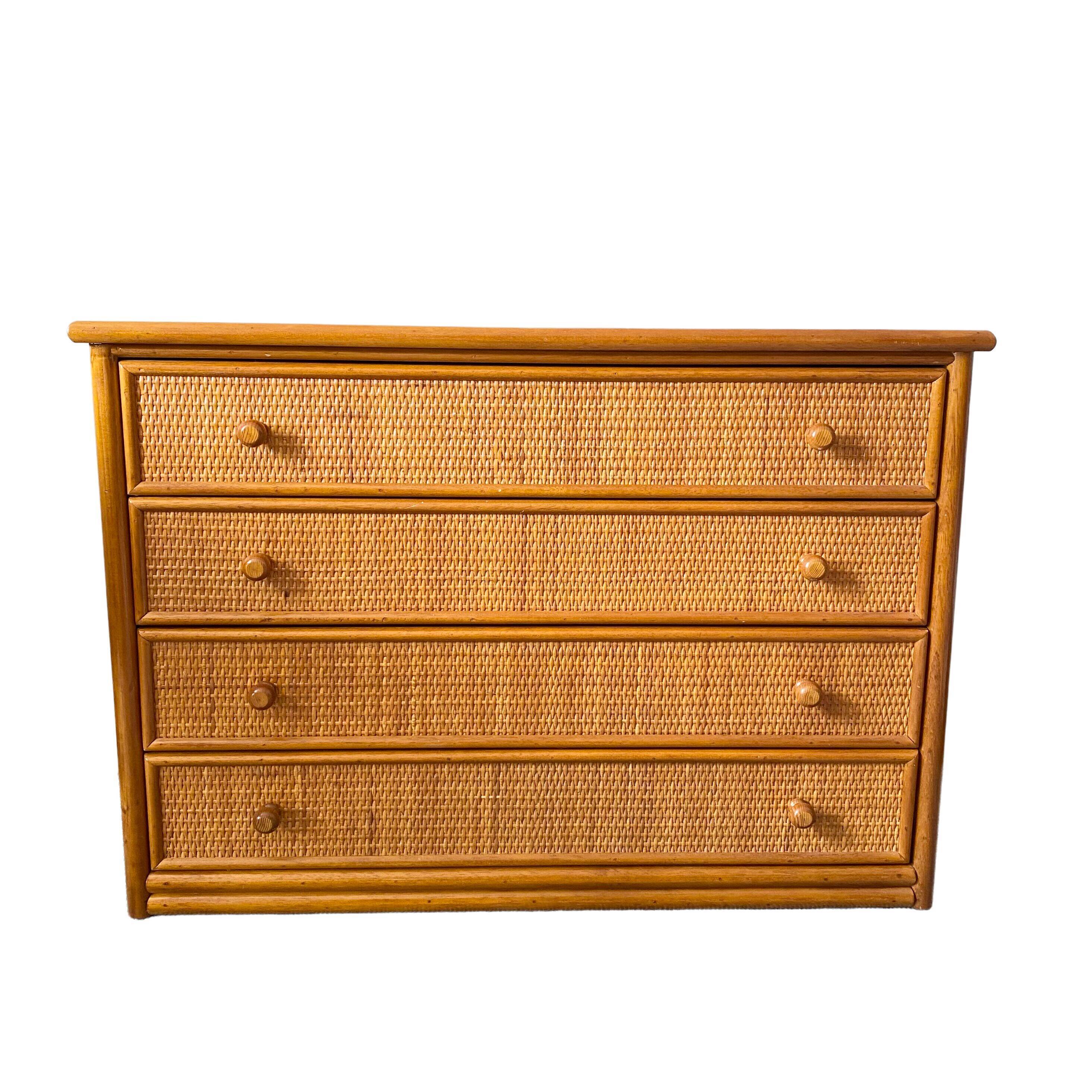 Vintage rattan chest of drawers