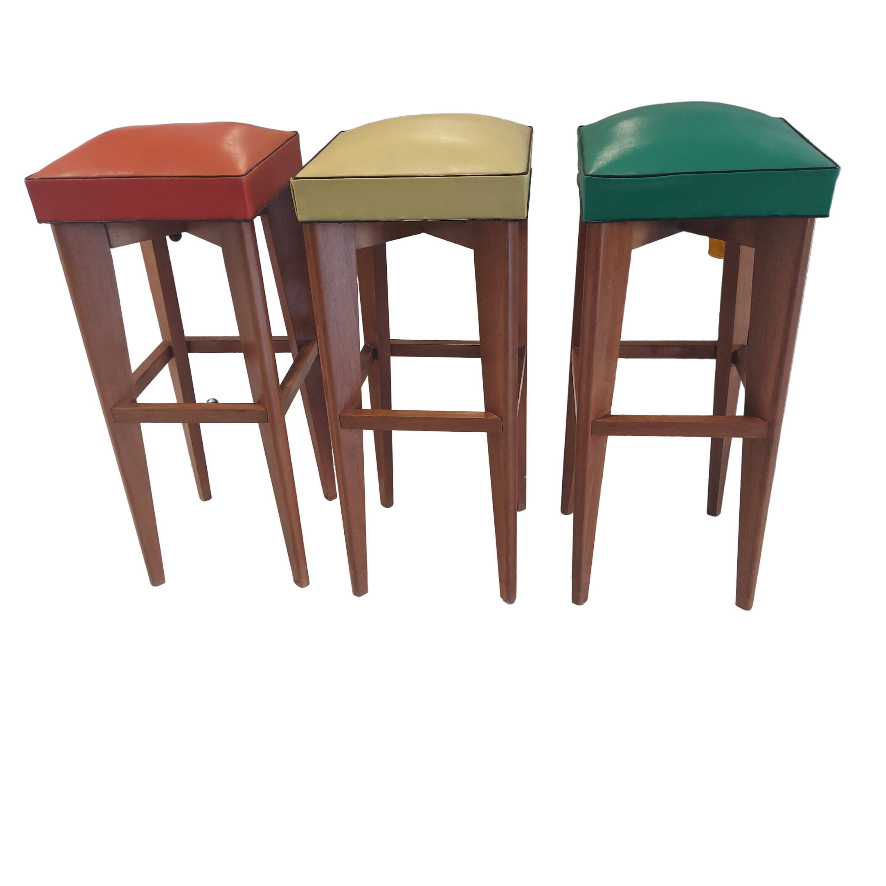 Suite of 3 bar stools Vintage Bistrot 1960s