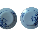 Assiettes plates fleur bleue en porcelaine St Amand dp 092284