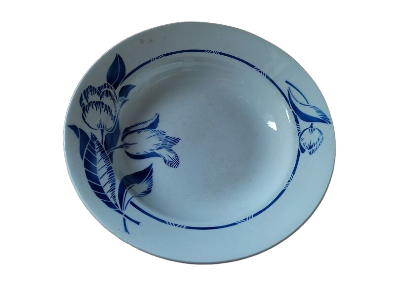 Dish Hollow porcelain blue flower St Amand dp 092285