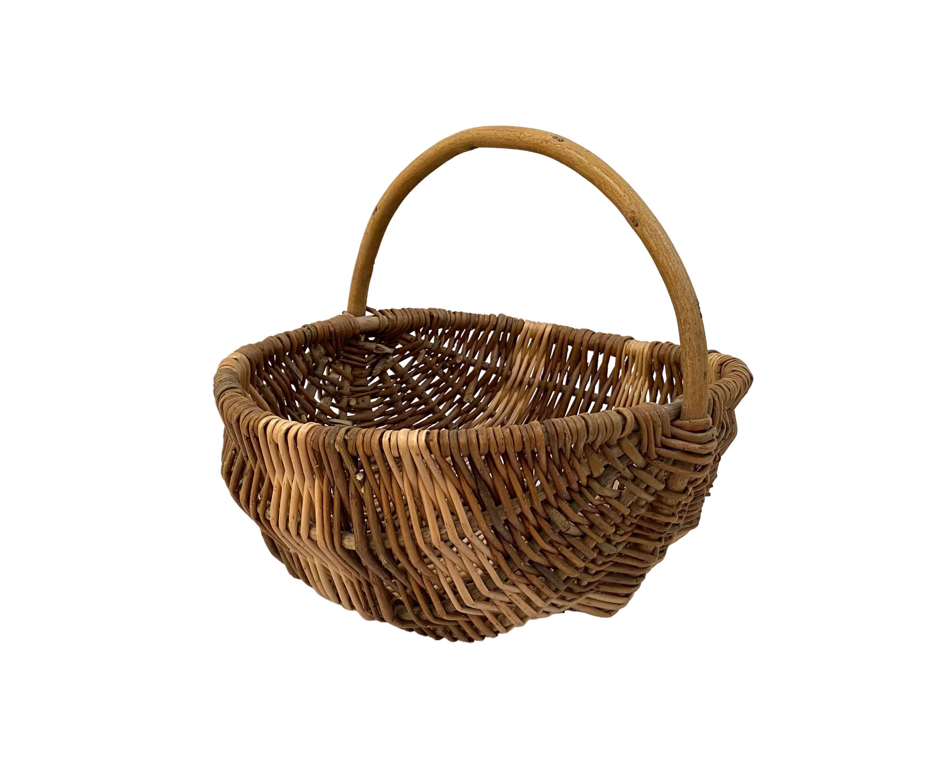 Old handmade basket in woven wicker