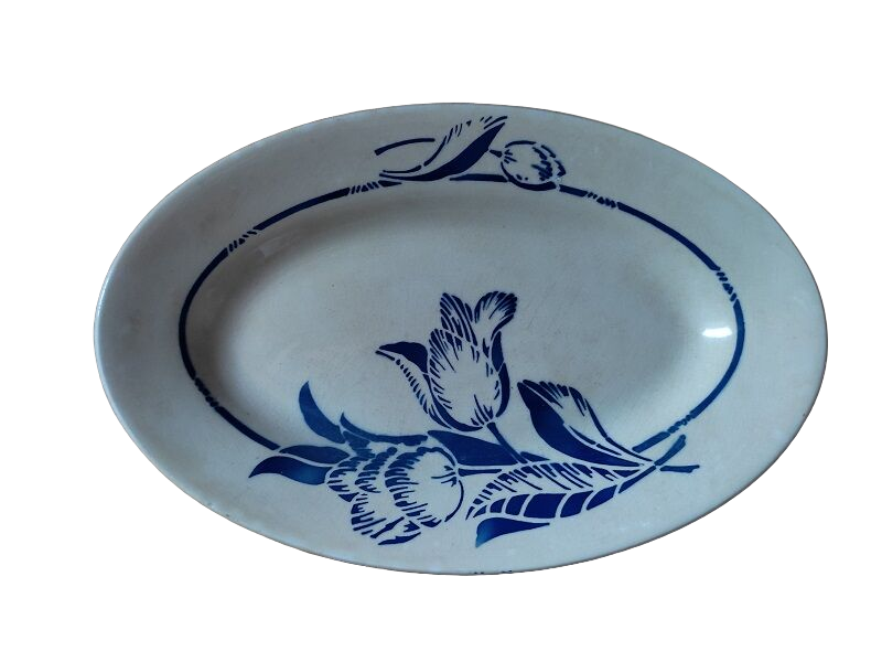 Oval dish delight porcelain blue flower St Amand dp 092286