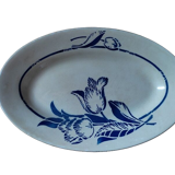 Plat ovale ravier porcelaine fleur bleue St Amand dp 092286