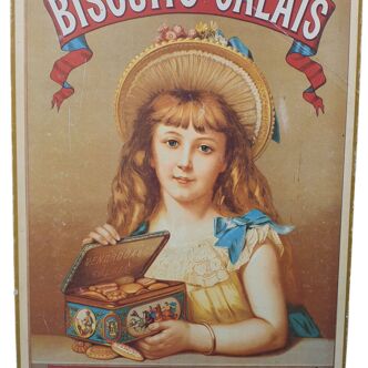 Old advertising poster Biscuits Calais