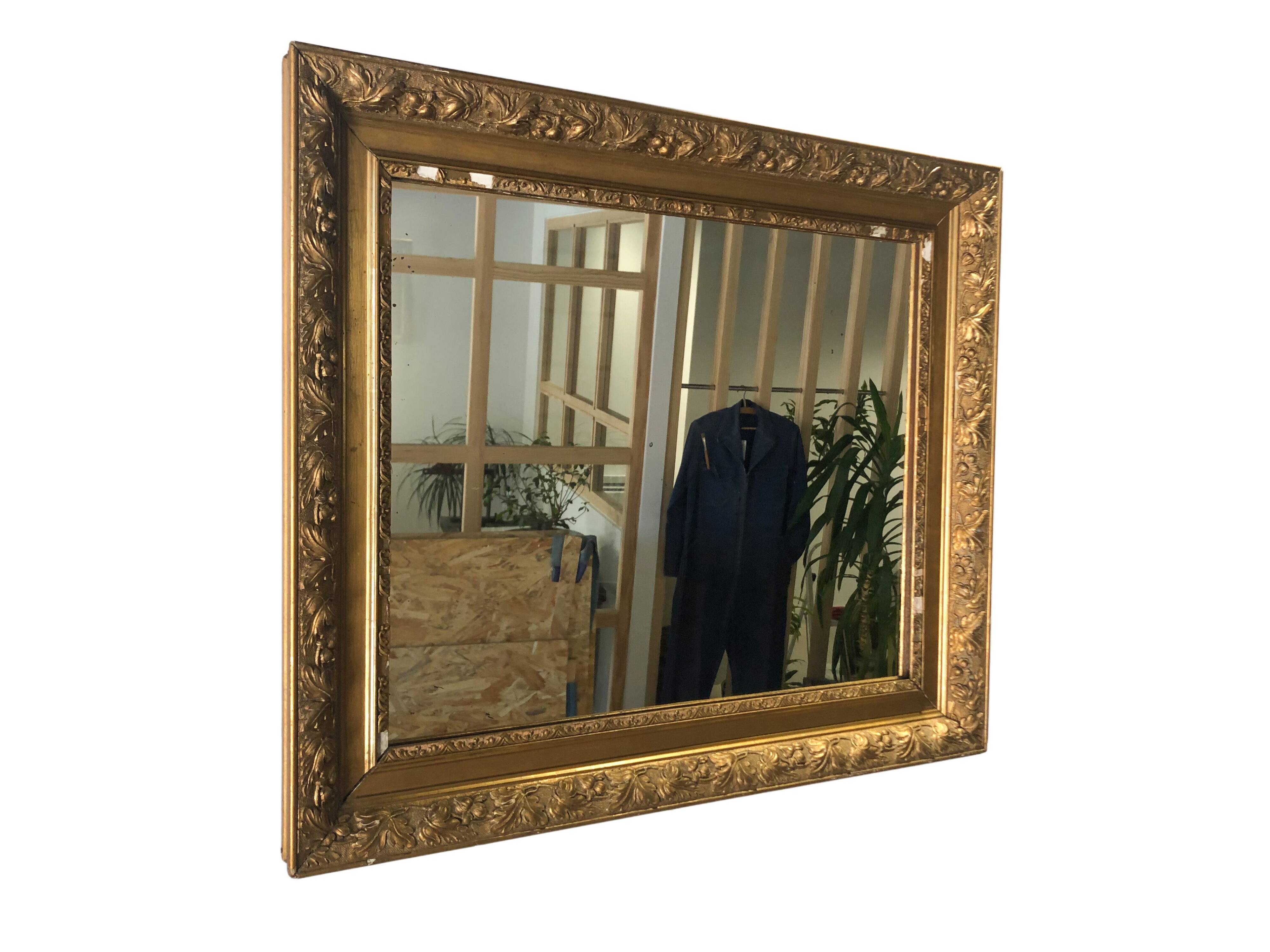 Old mirror wood and stucco 55cm X 73 cm