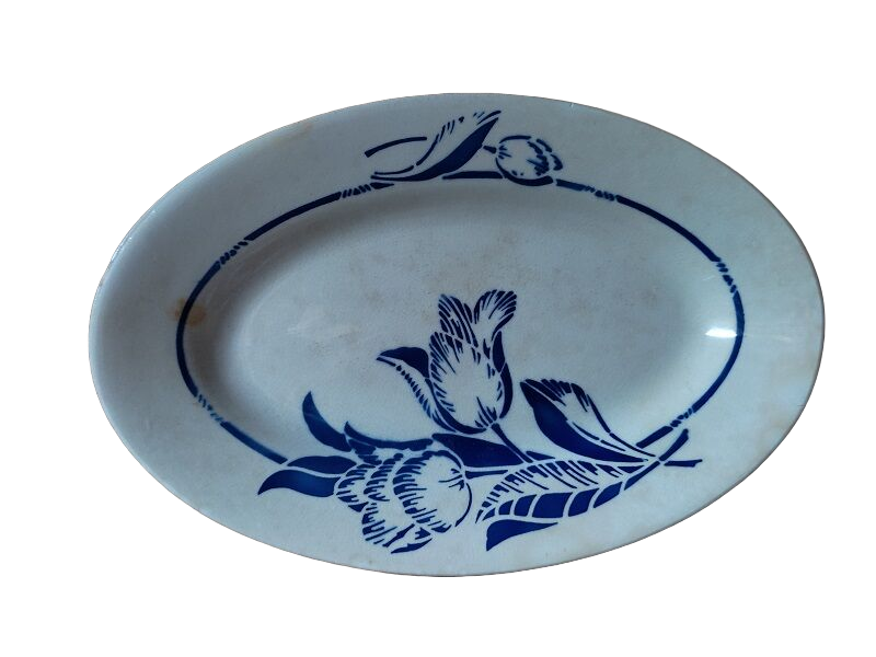 Oval dish delight porcelain blue flower St Amand dp 092287