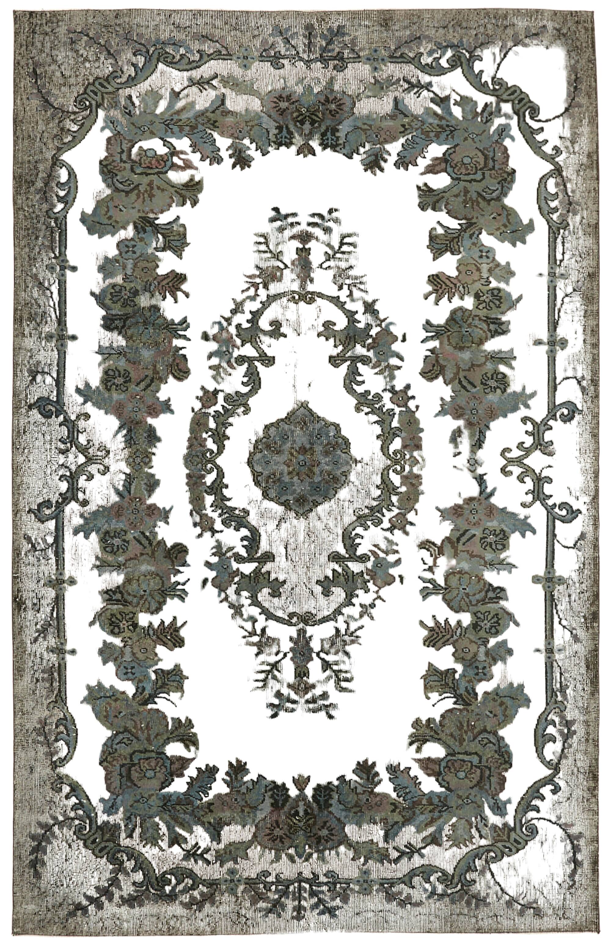 Handmade Hi-Low Pile Turkish 1980s 191 cm x 296 cm Grey Rug