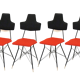 Italian Black & Red Dining Chairs, Set of 4
