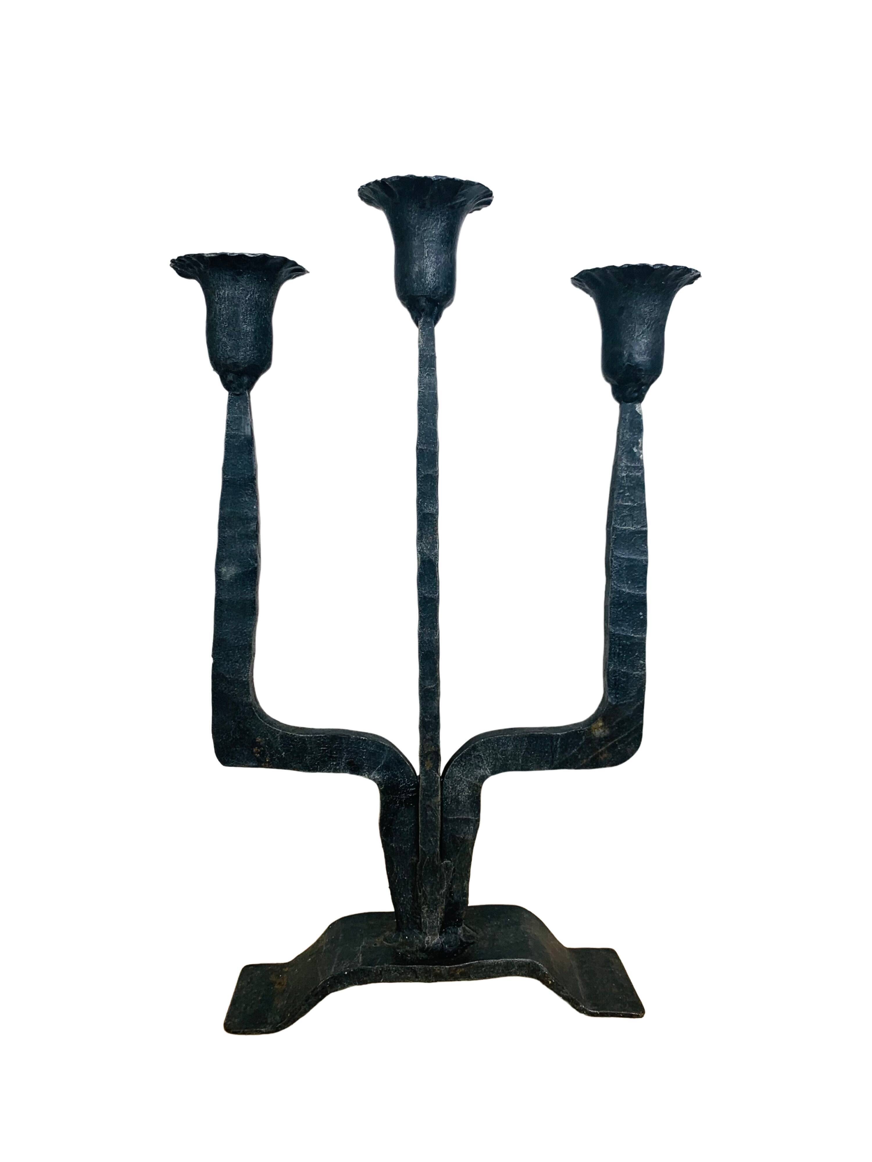 Brutalist wrought iron chandelier