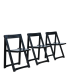 Set of three black folding chairs circa 1980