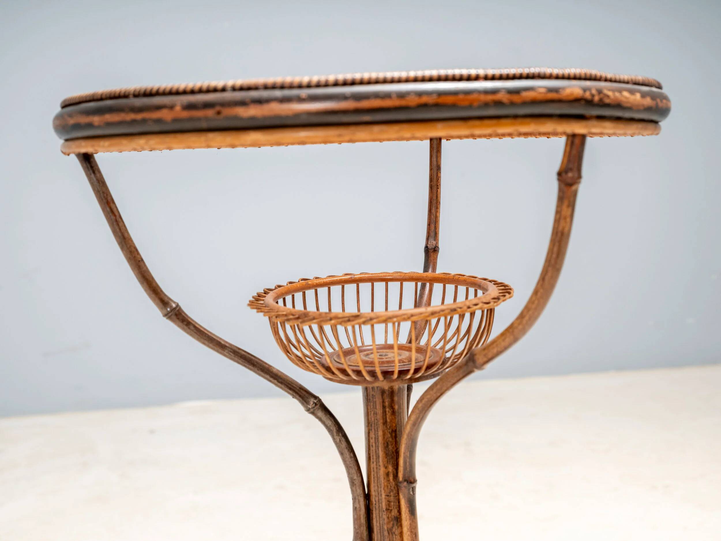 Art Nouveau bentwood & rattan pedestal table, Central Europe, c. 1900–1925