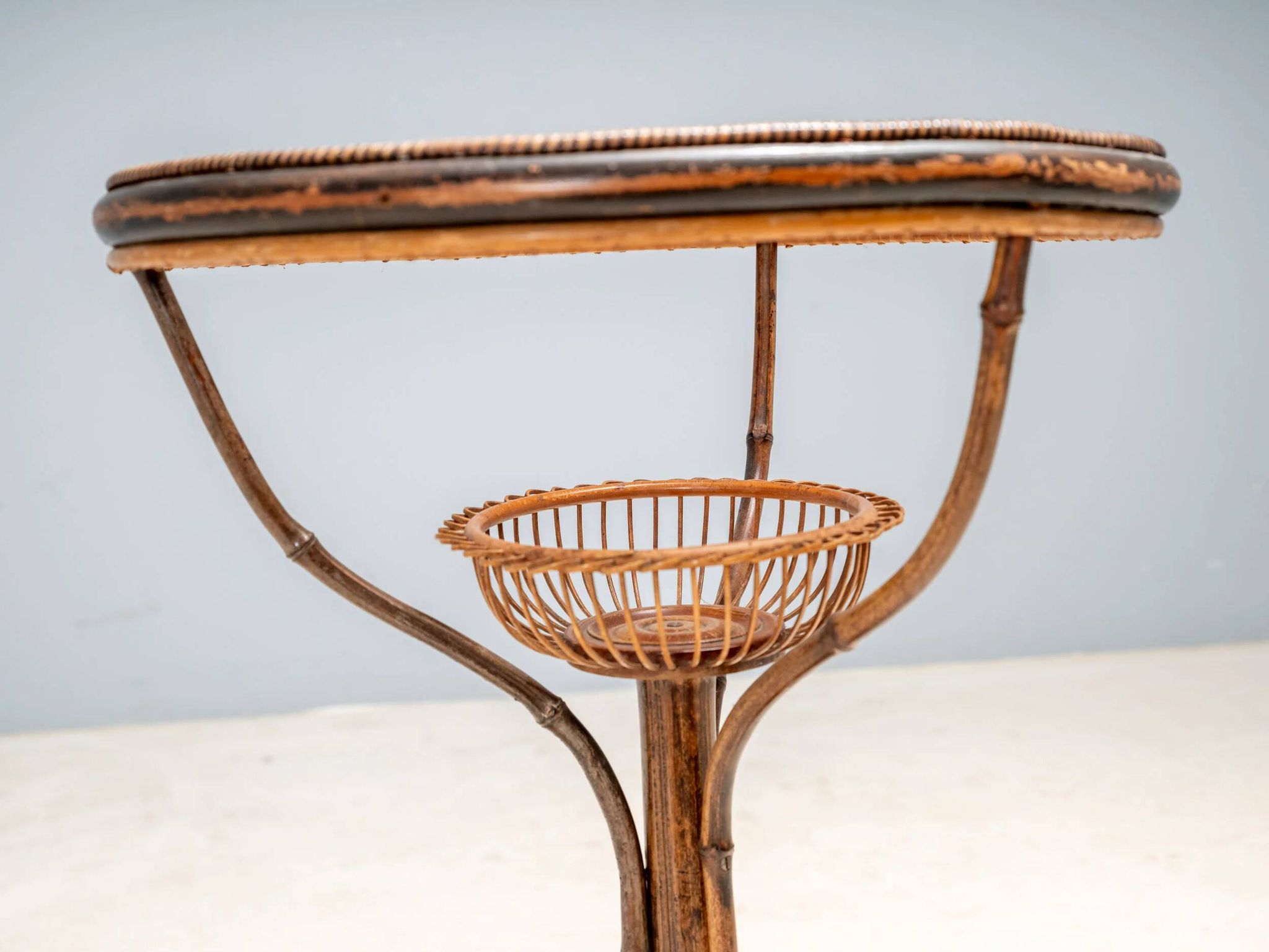 Art Nouveau bentwood & rattan pedestal table, Central Europe, c. 1900–1925