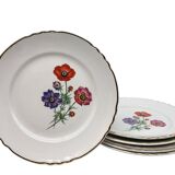 6 Flat porcelain plates "Moulin des Loups" Beaulieu model