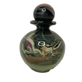 LUZORO (Michèle), Polychrome glass ball bottle signed XXth