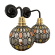 Pair of vintage faceted glass wall lamps