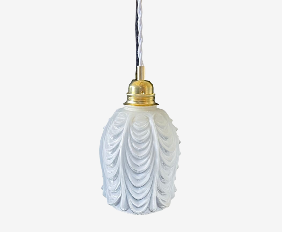 Suspension vintage en verre drapé