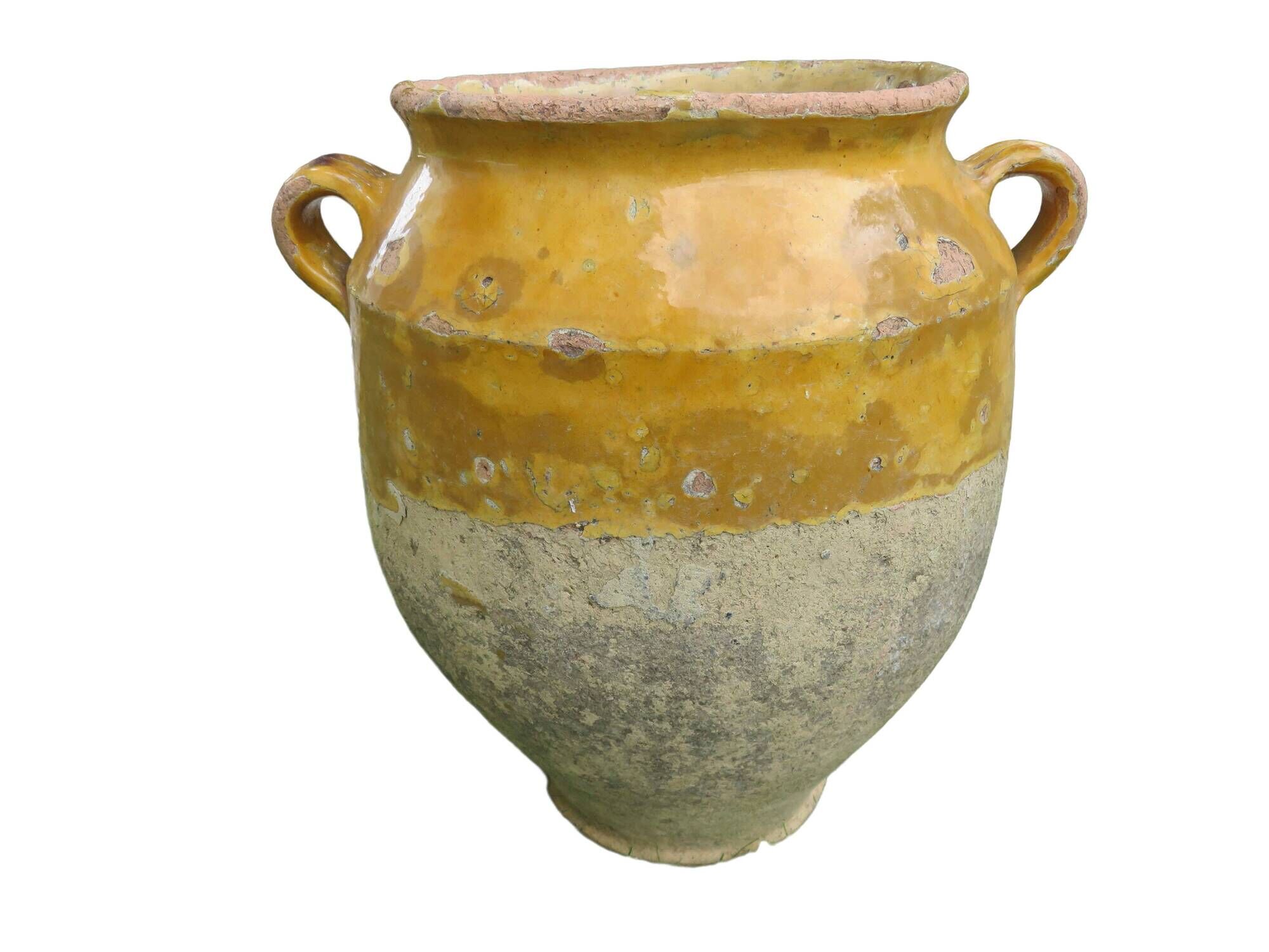 Old confit pot in yellow glazed terracotta nineteenth century