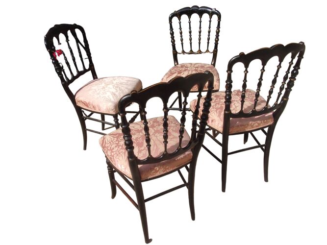 4 chaises Napoléon III assises tissu