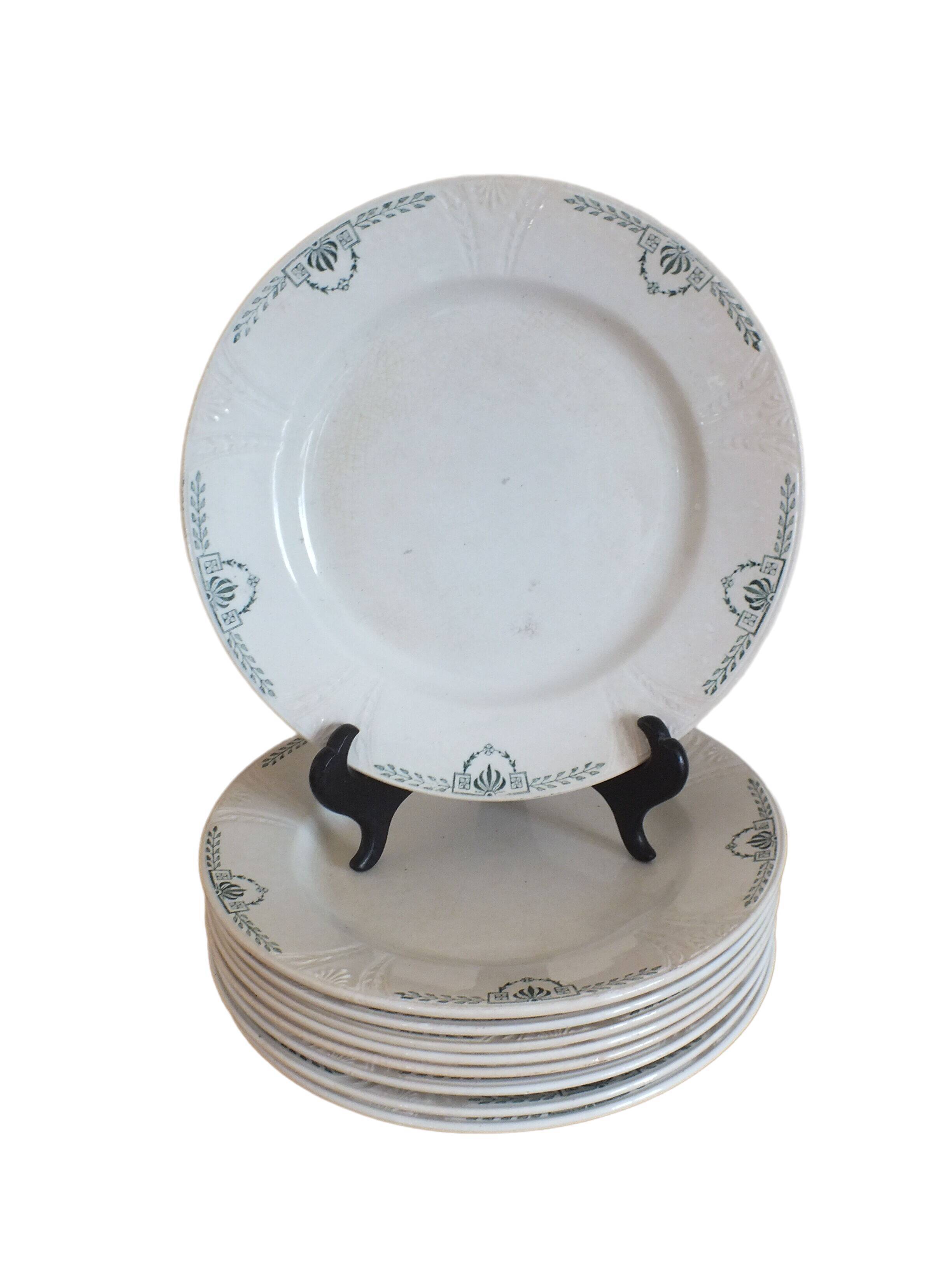 + 9 flat plates in Iron Earth Gien clara service +