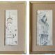 Painting pair of original pen ink seen by blois jean oudin