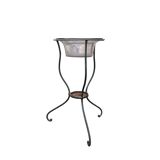 Jardinière ancienne fer forgé vasque verre soufflé