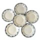 Lot de 6 assiettes plates Terre de Fer Moulins des Loups & Hamage vertes et bleues fin XIXème