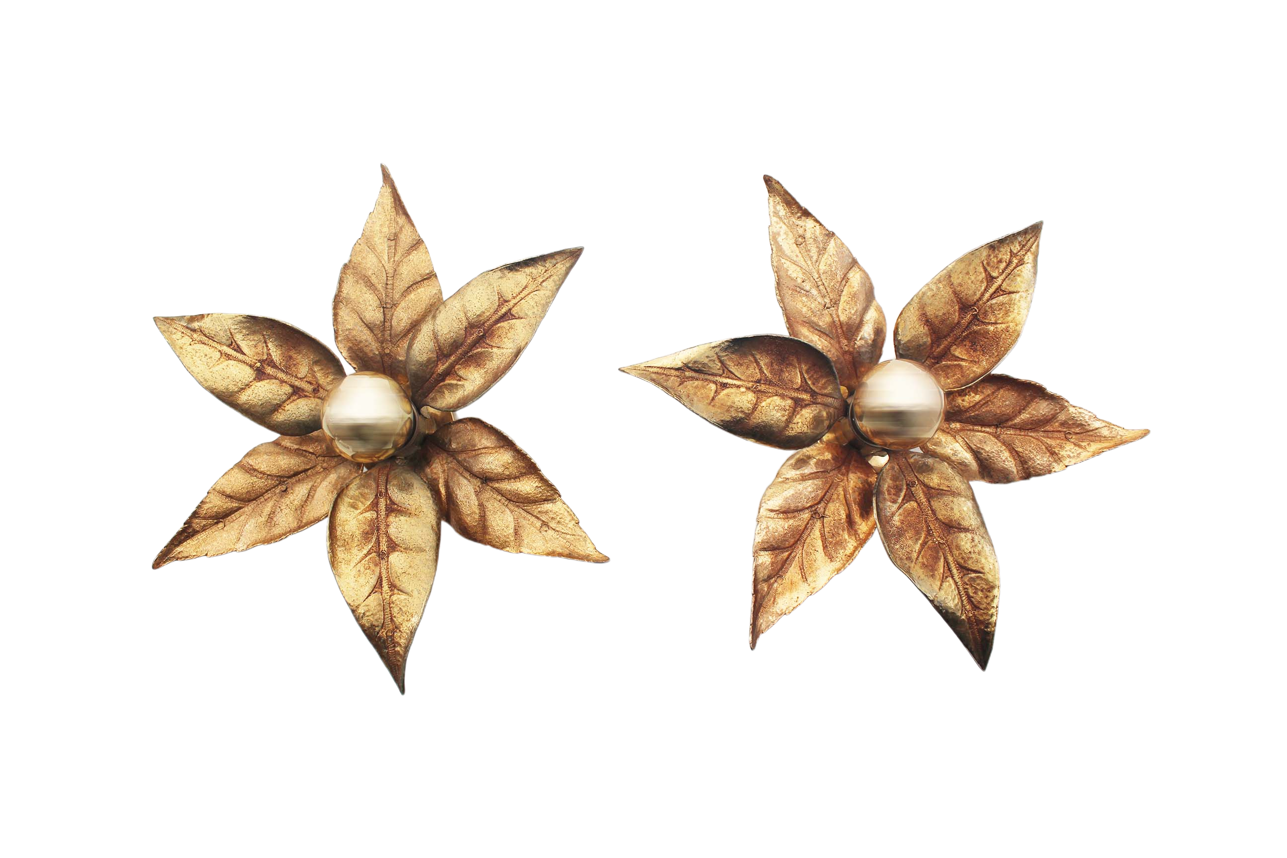 Set of brass ‘floral’ wall sconces