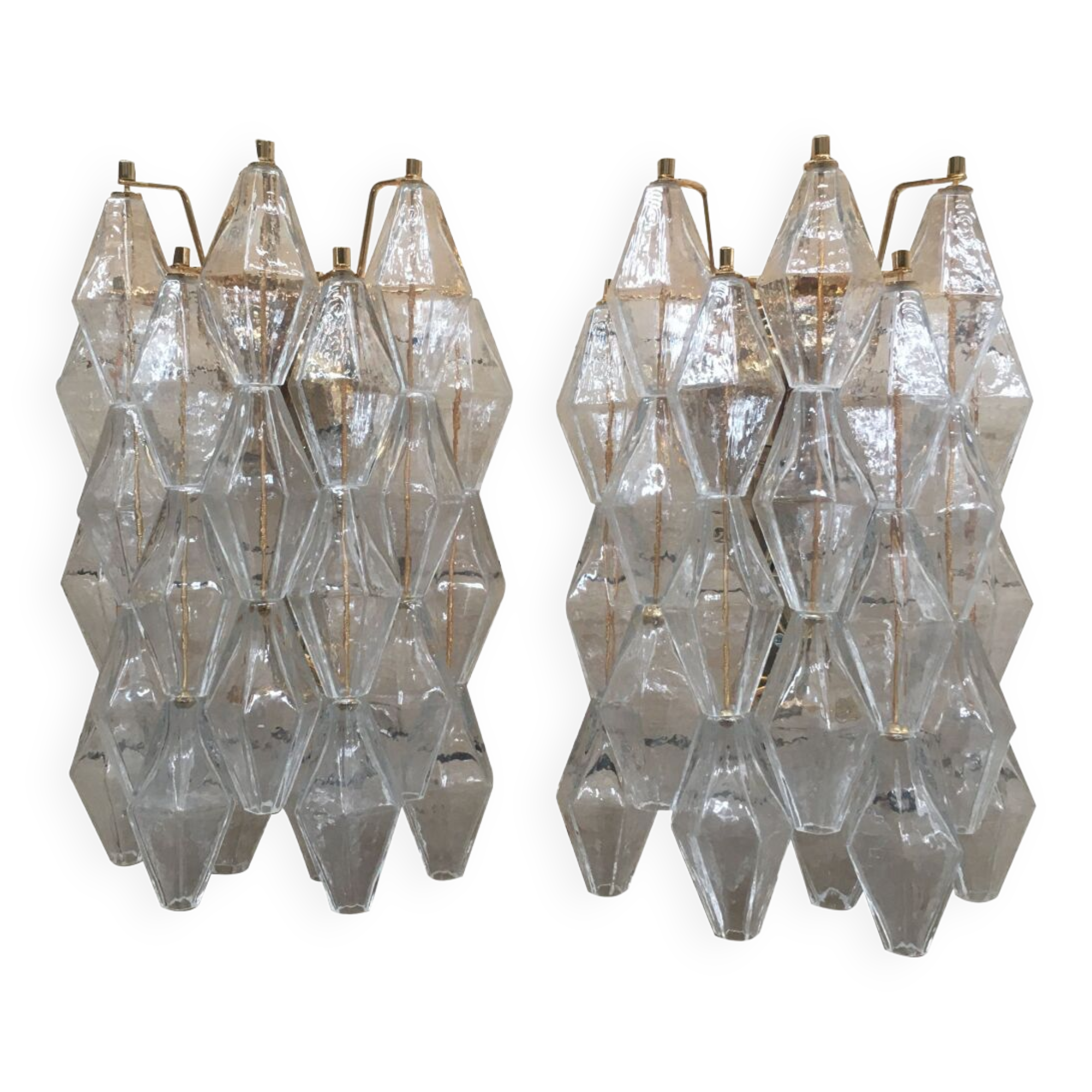 A pair of 2 Murano Glass "poliedri " wall sconce with a gold by SimoEng