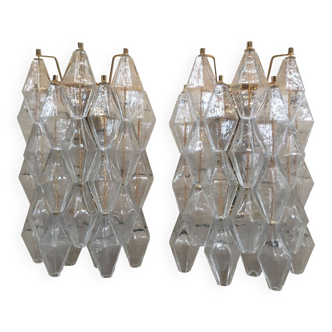 A pair of 2 Murano Glass "poliedri " wall sconce with a gold by SimoEng