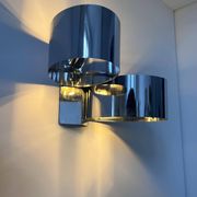 Pair of vintage wall lights, chrome metal, France 1970
