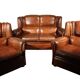 Lot de 3 fauteuils anglais en cuir des années 1950