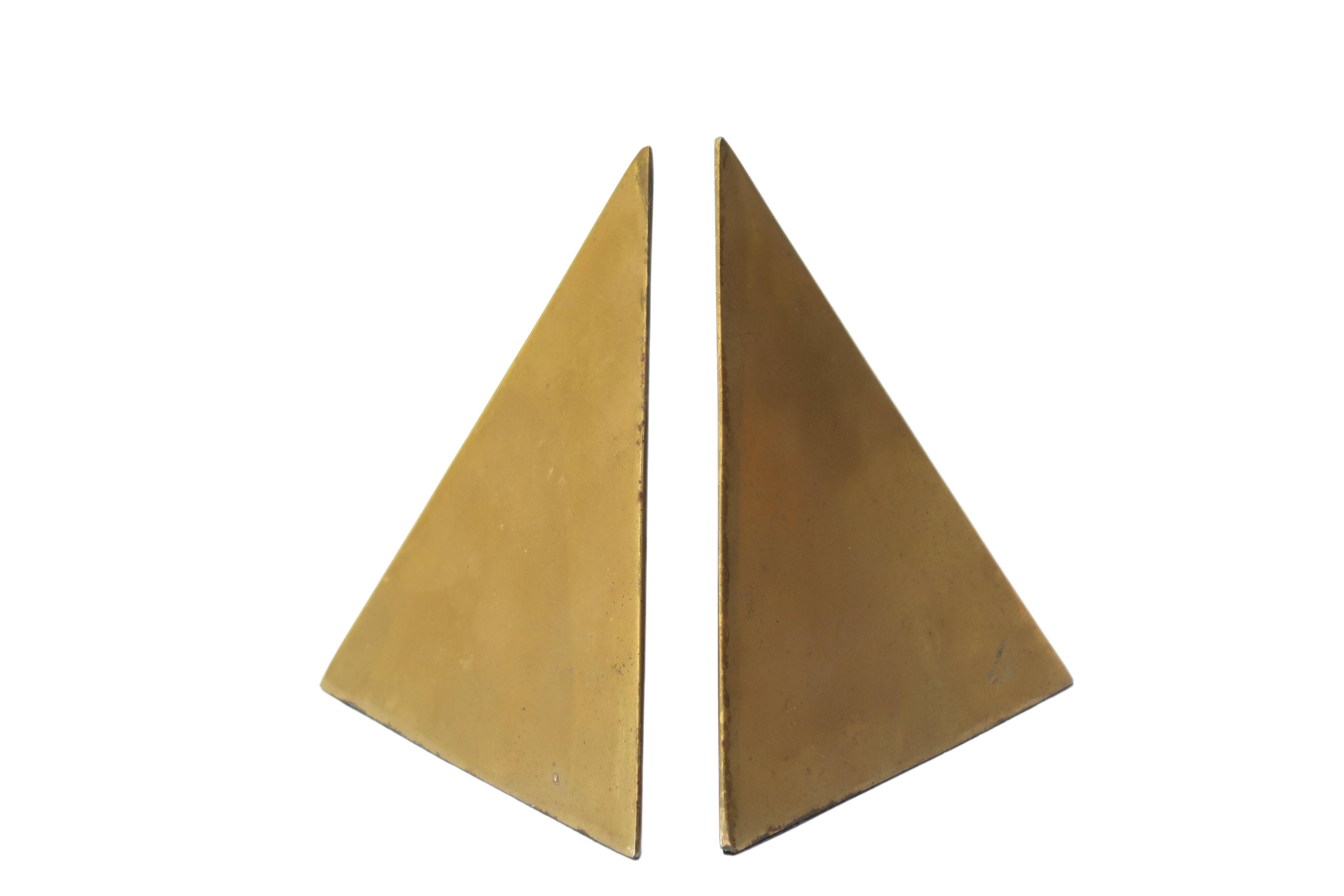Brass "prism" bookends, 80s