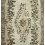 Hand-Knotted Carved Anatolian 1970s 186 cm x 292 cm Grey Carpet