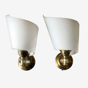 Pair of sconces, brass and plastic