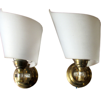 Pair of sconces, brass and plastic